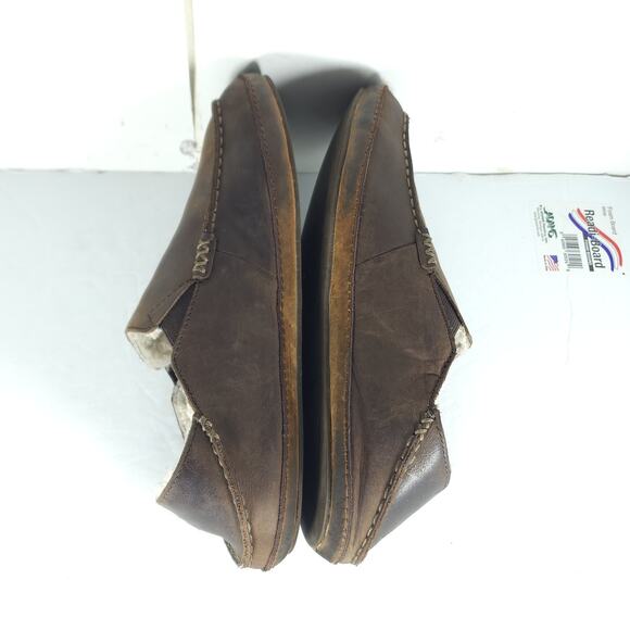 OluKai Men\'s Moloa US 10 Brown Leather Shearling Convertible Slippers Loafers main image 7